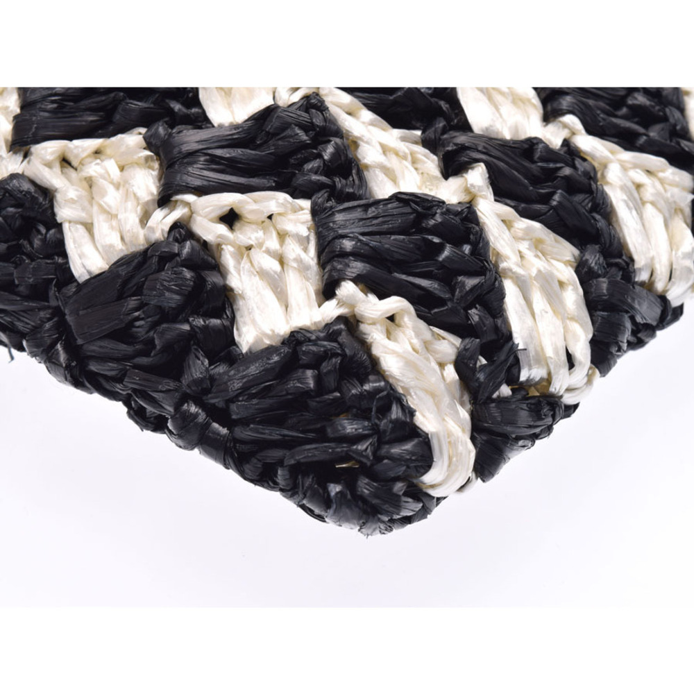 Prada Bag White Raffia Clutch Black - Picture 5 of 11